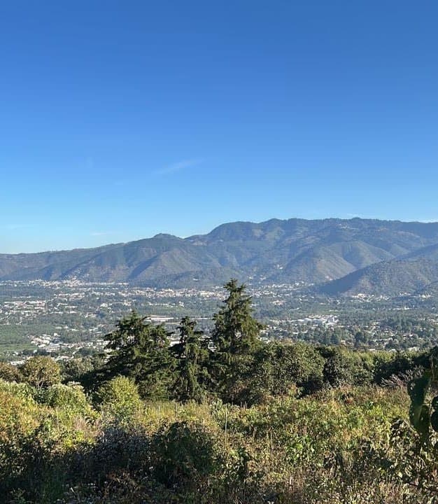 The town of Antigua in the valley, seen from near Camino 5